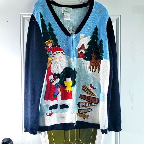 the quacker family Sweaters - Women's size large Santa Angela ugly X-mas sweater
